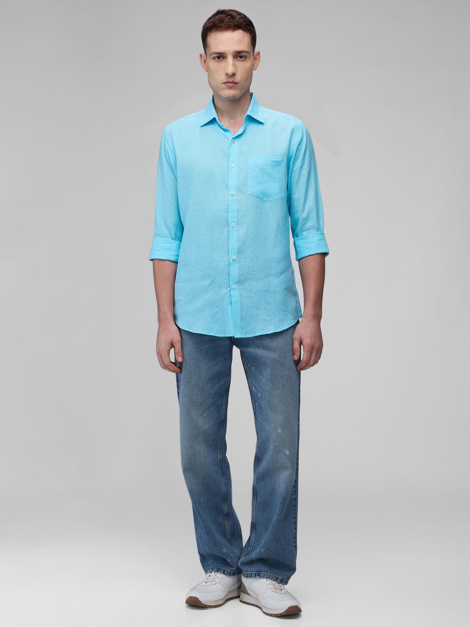 Sky Blue 100% Pure Linen Classic - Bhrata