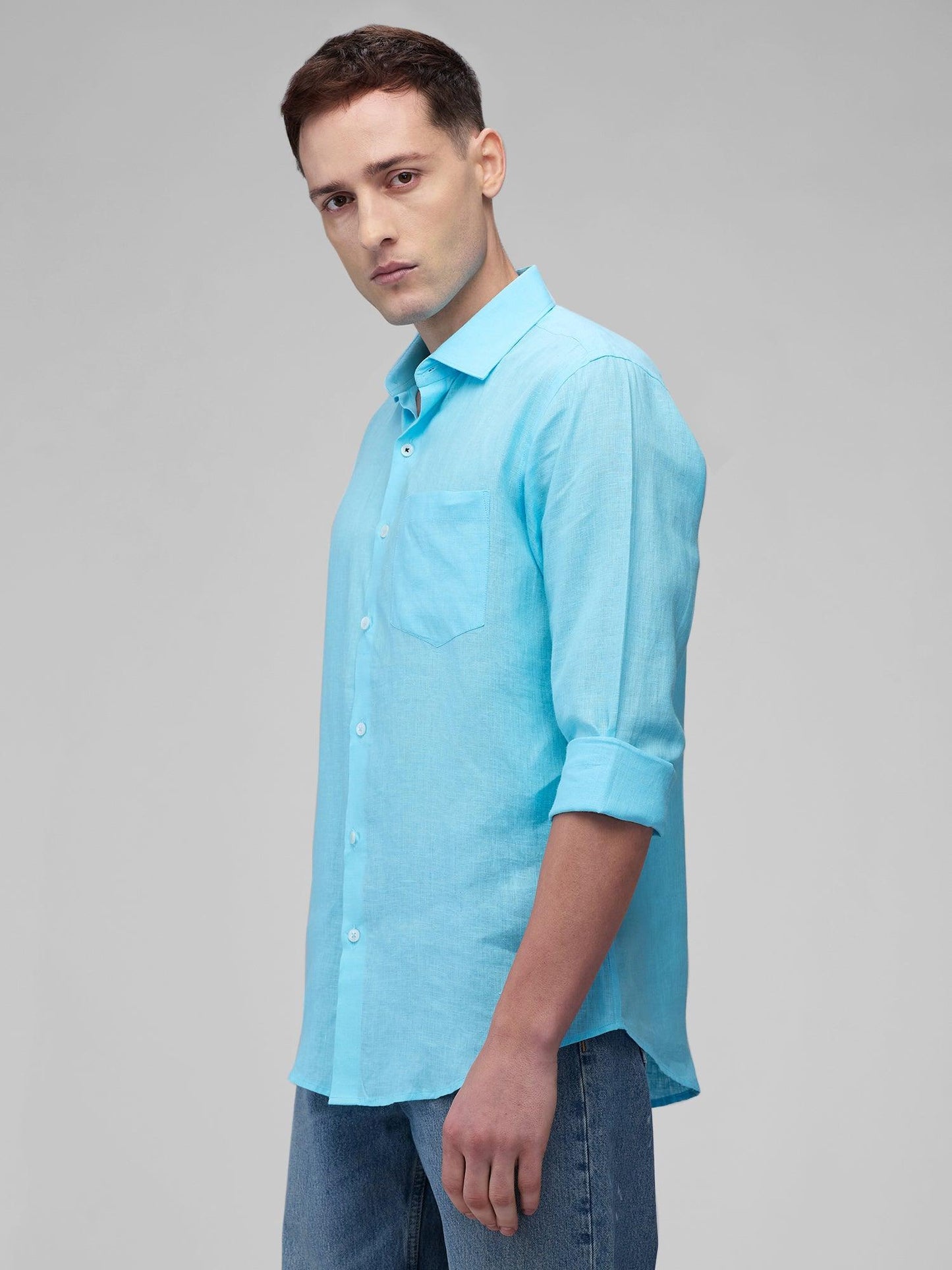 Sky Blue 100% Pure Linen Classic - Bhrata