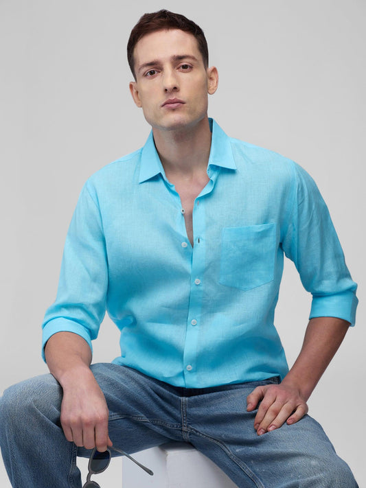 Sky Blue 100% Pure Linen Classic - Bhrata