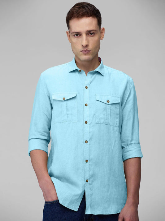 Sky Blue 100% Pure Linen Safari - Bhrata