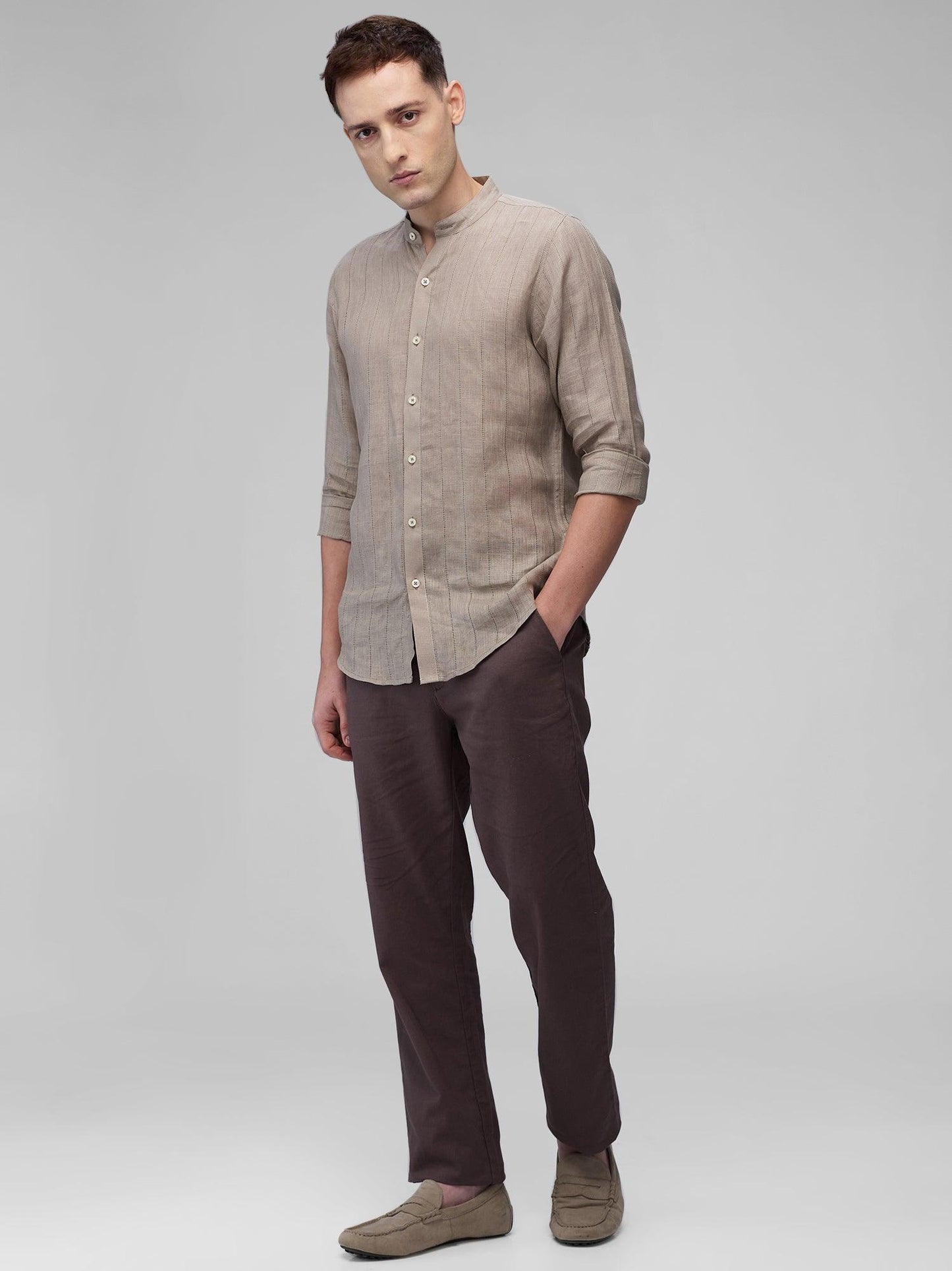 Umber 100% Pure Linen Stripe - Bhrata