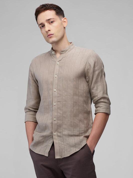 Umber 100% Pure Linen Stripe - Bhrata