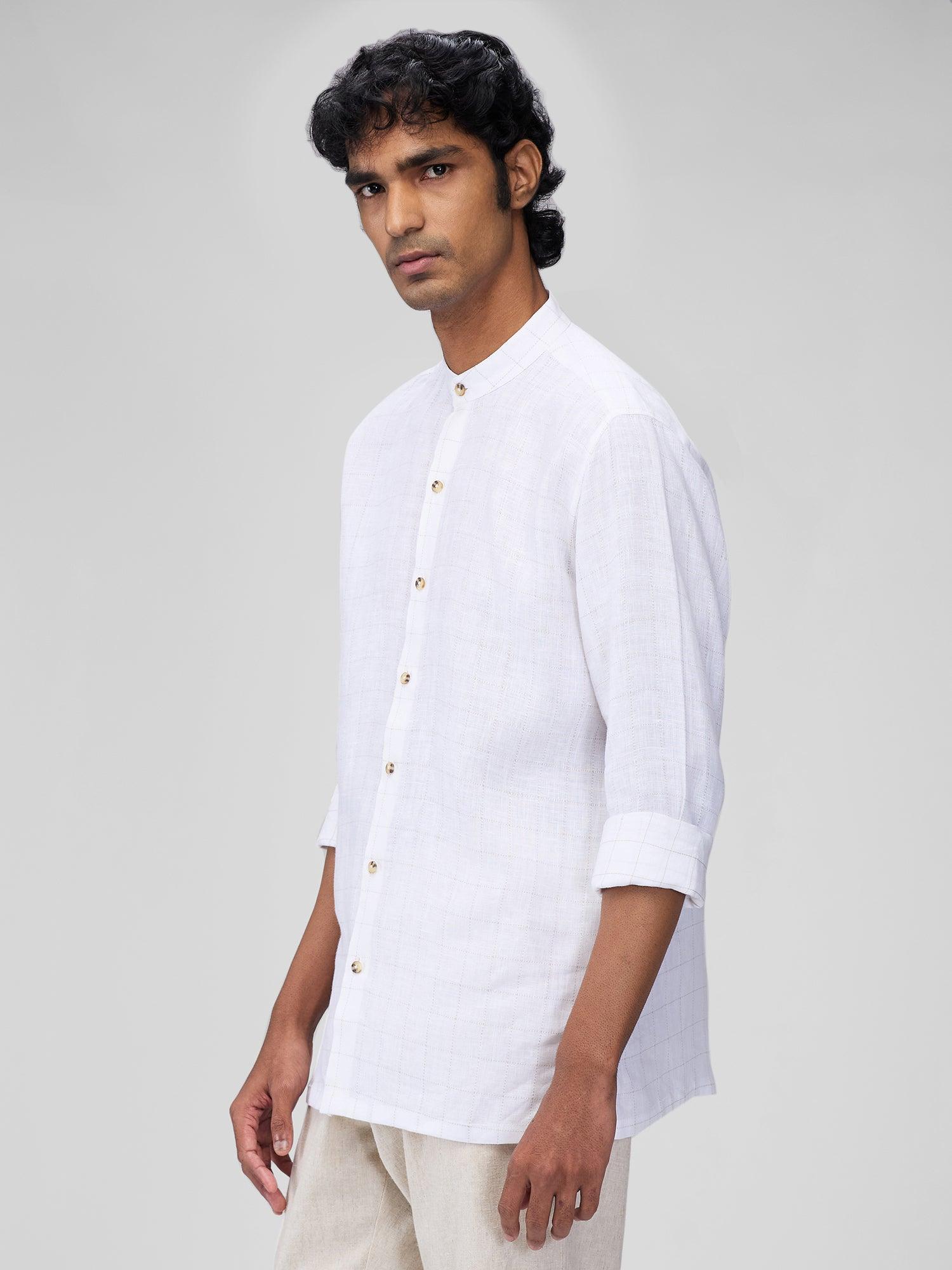 White Check 100% Pure Linen - Bhrata