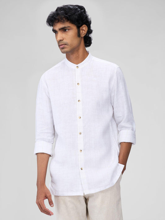 White Check 100% Pure Linen - Bhrata