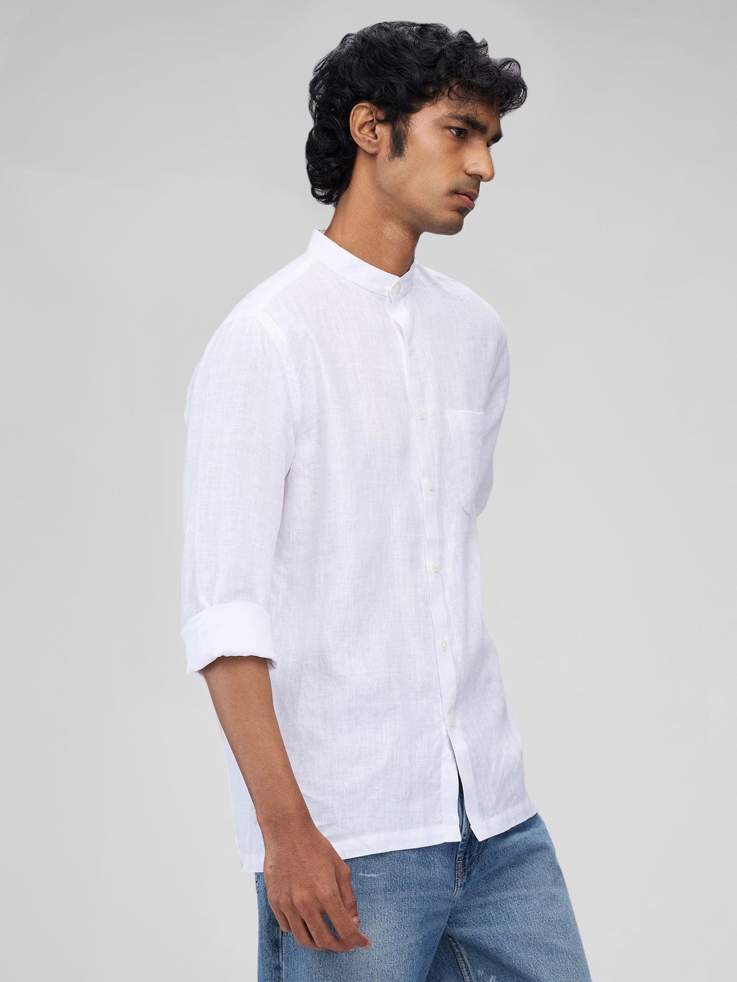 White Mandarin 100% Pure Linen - Bhrata