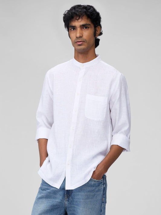 White Mandarin 100% Pure Linen - Bhrata